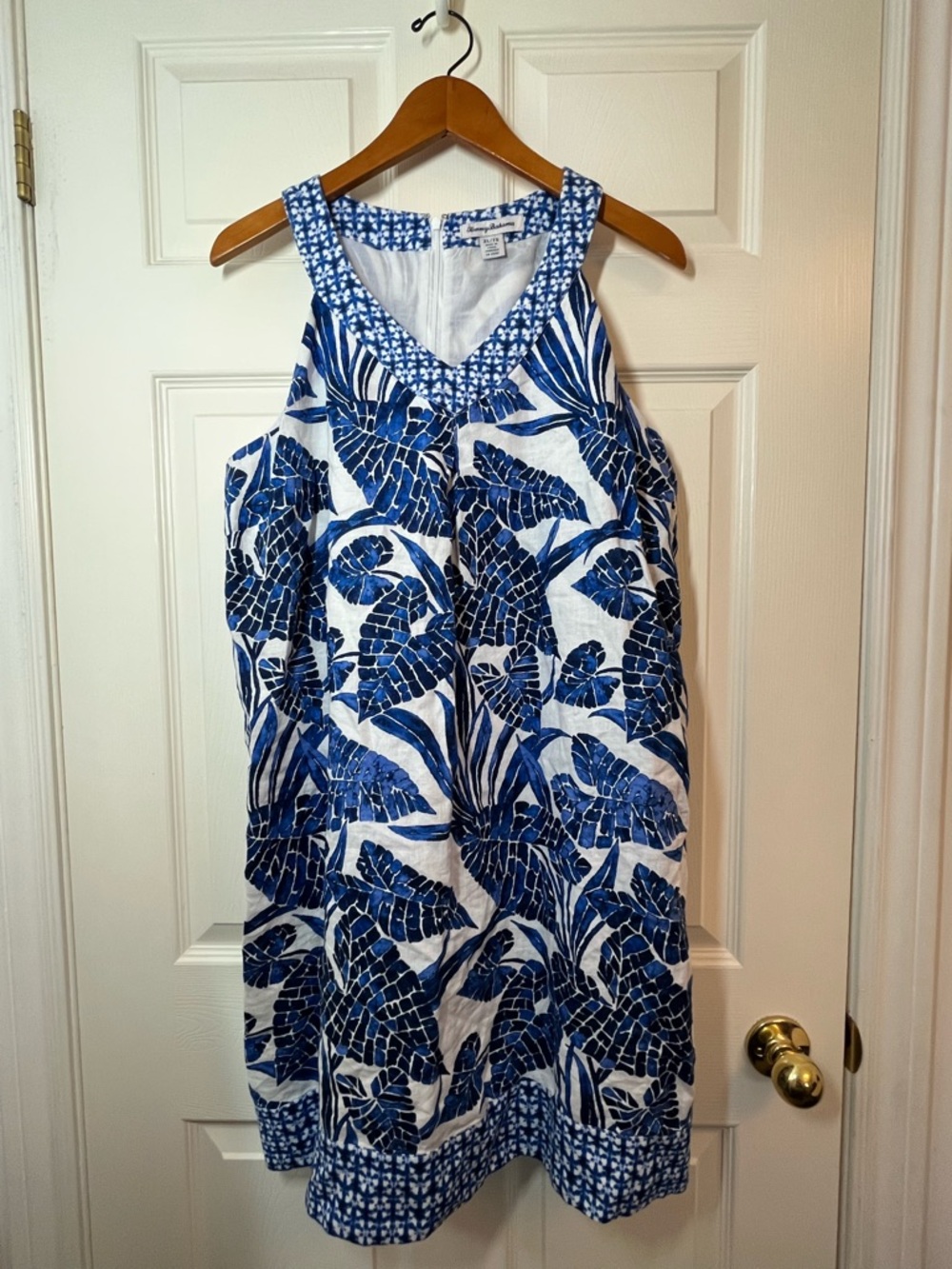 Tommy Bahama Blue & White Tropical Printed 100% Linen Sundress Size XL